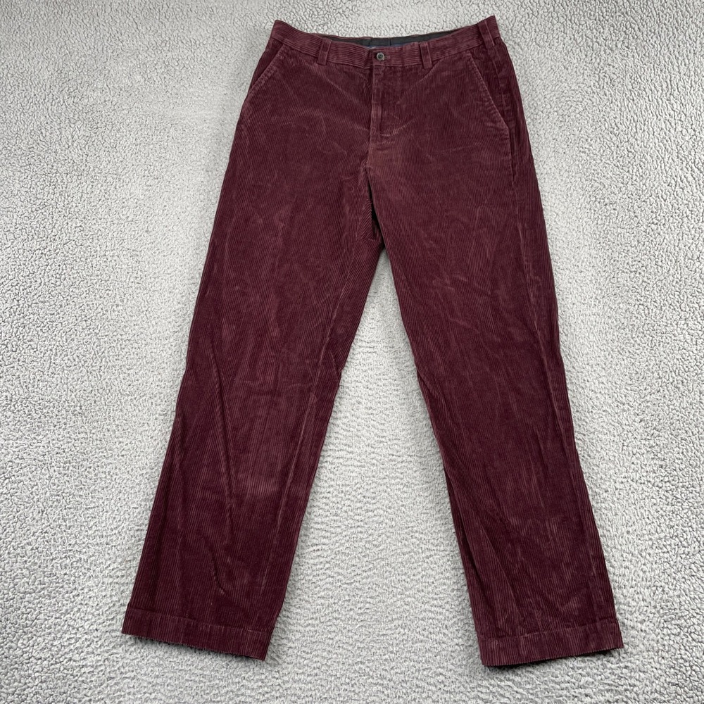 Brooks Brothers Corduroy Pants Mens 34x32 Burgundy Clark Fit Straight Leg Cotton